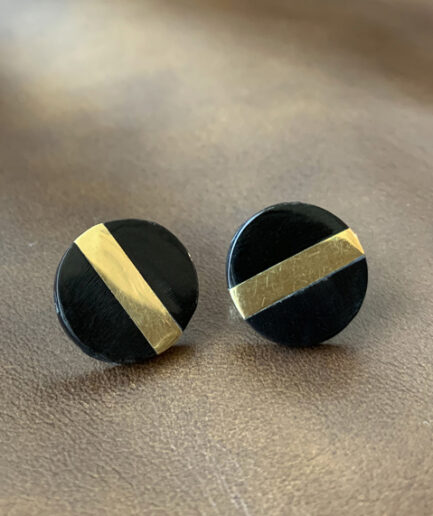 Brass & Horn Round Earrings
